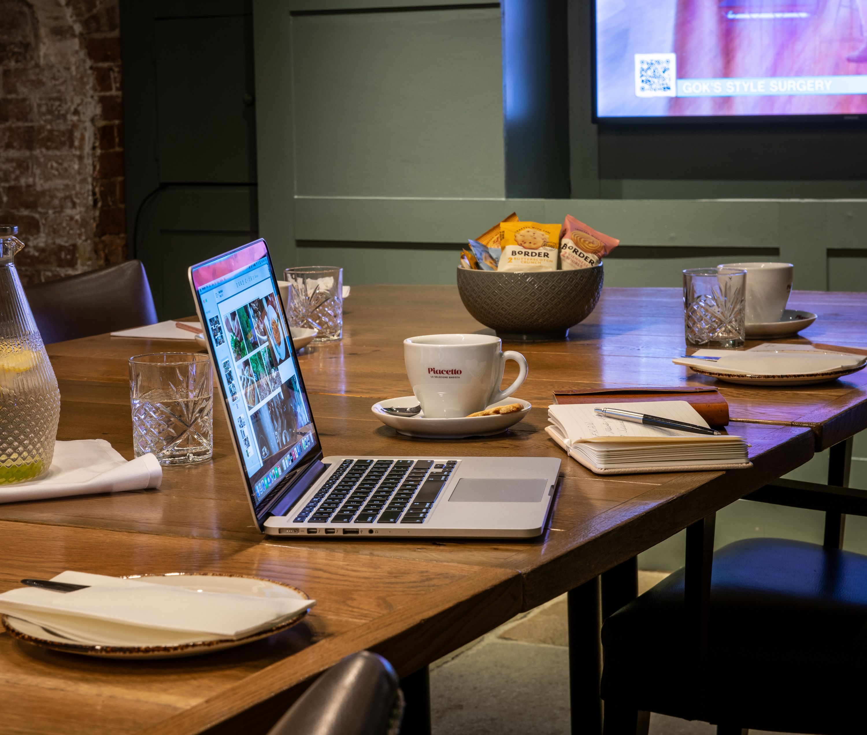 meeting room at the beverley arms with laptop