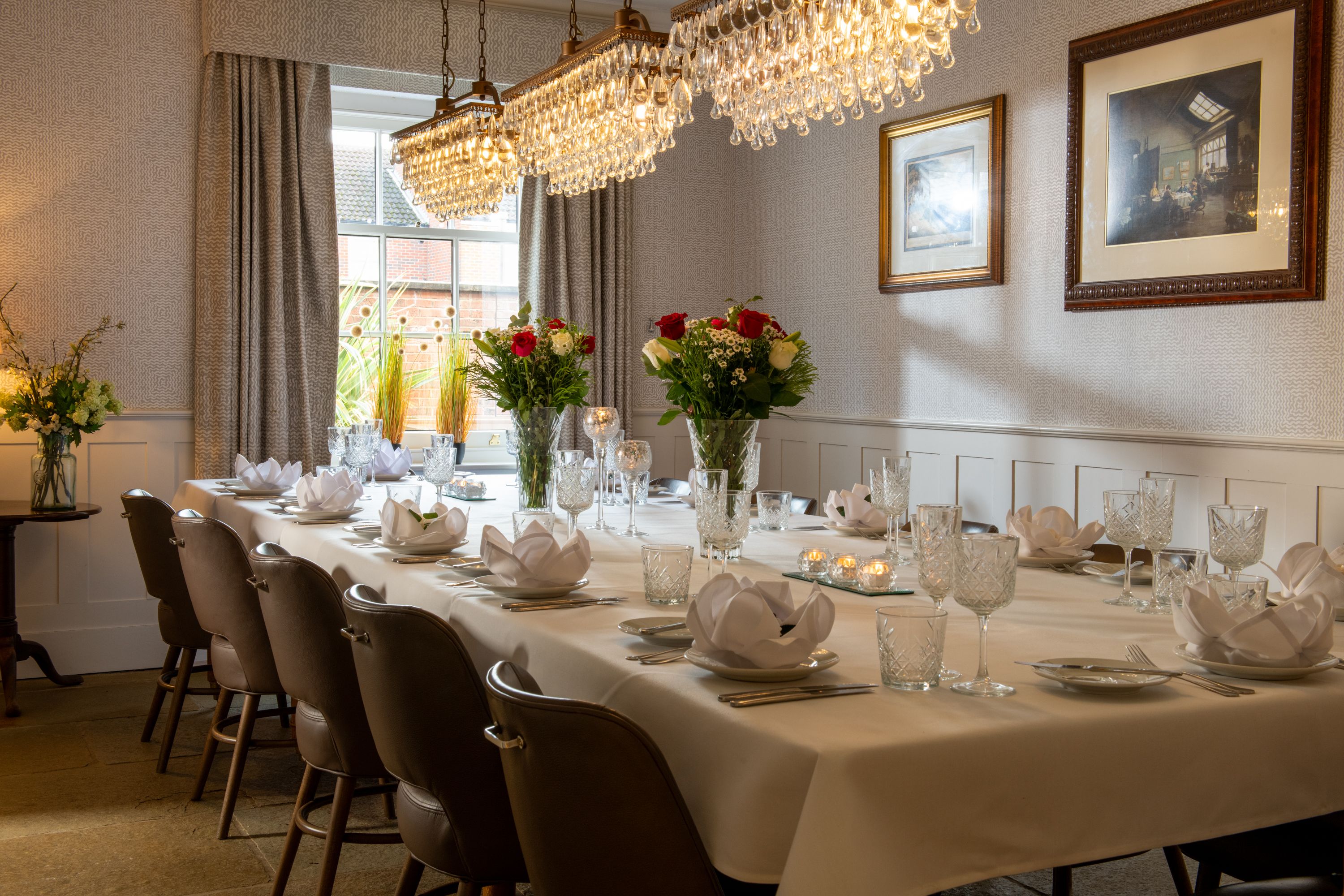 private dining room at the beverley arms ready for an occasion