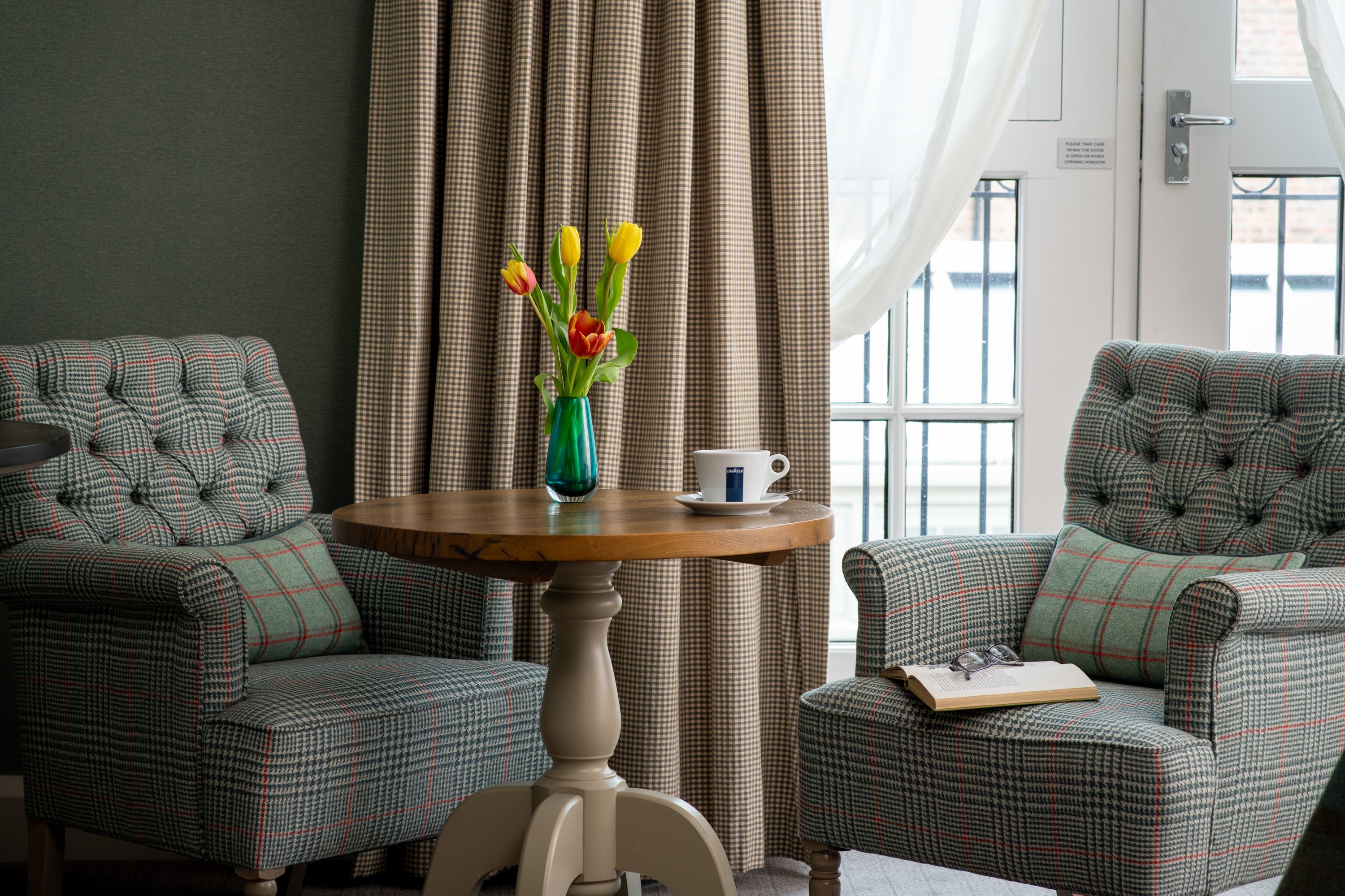 chair and table in bedroom